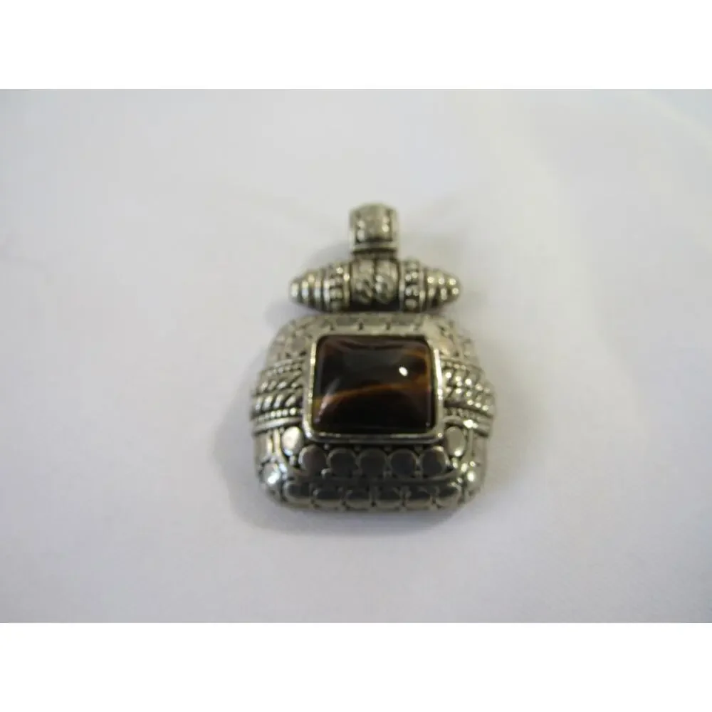 Silver Brown Tigers‎ Eye Topaz Pendant 1